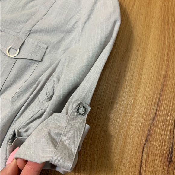 AX Armani Exchange Grey Button Front Cotton Blouse - Picture 9 of 11